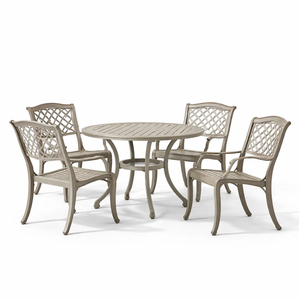 Set tavolo e sedie in Alluminio con Quattro Sedie-sofaluxestyle