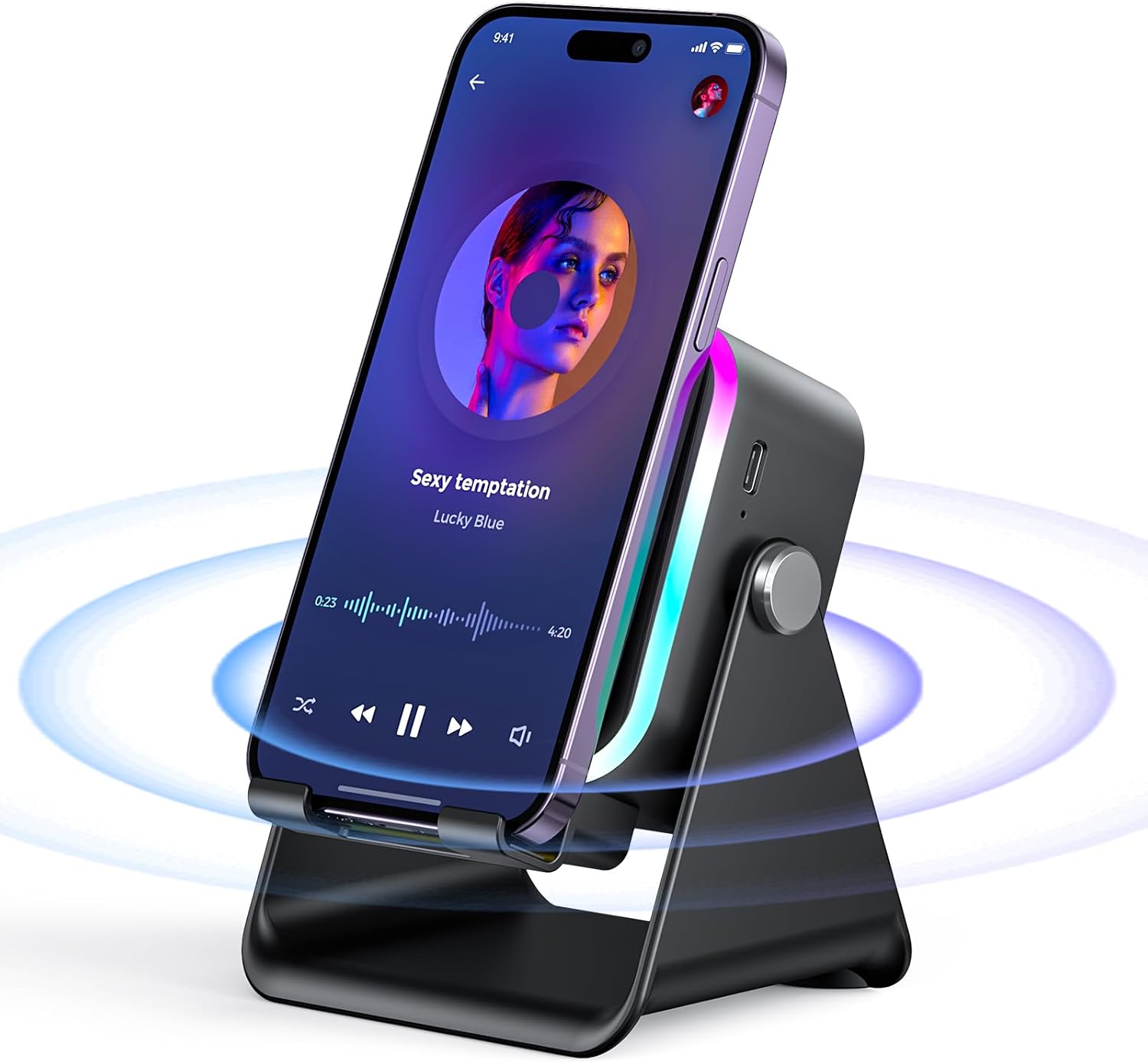 Speaker with Phone Stand 5 in 1 Wireless Induction Bluetooth Audio for iPhone