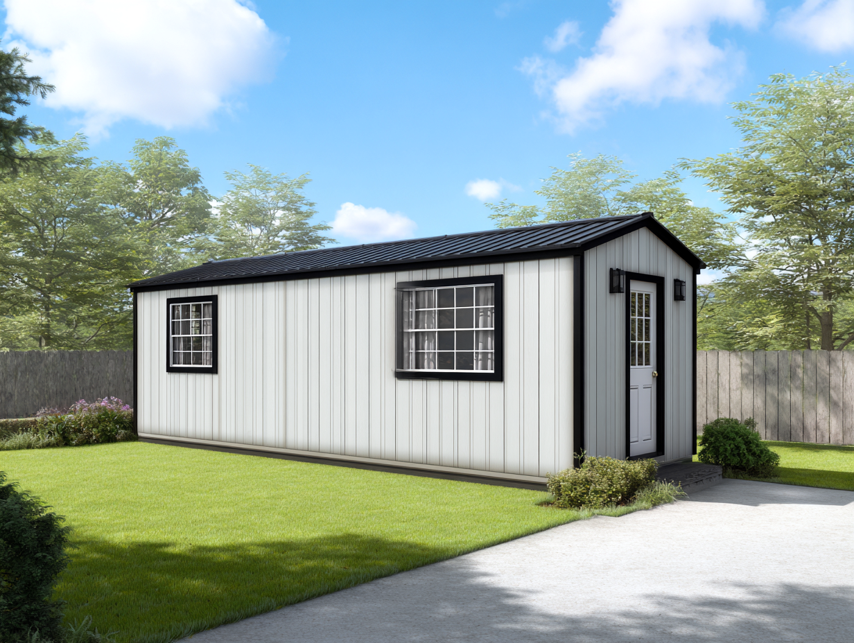 Abri de jardin - Bois-Métal - 400x250x255 cm - Gris clair-Noir - Style moderne épuré-Cottagomart