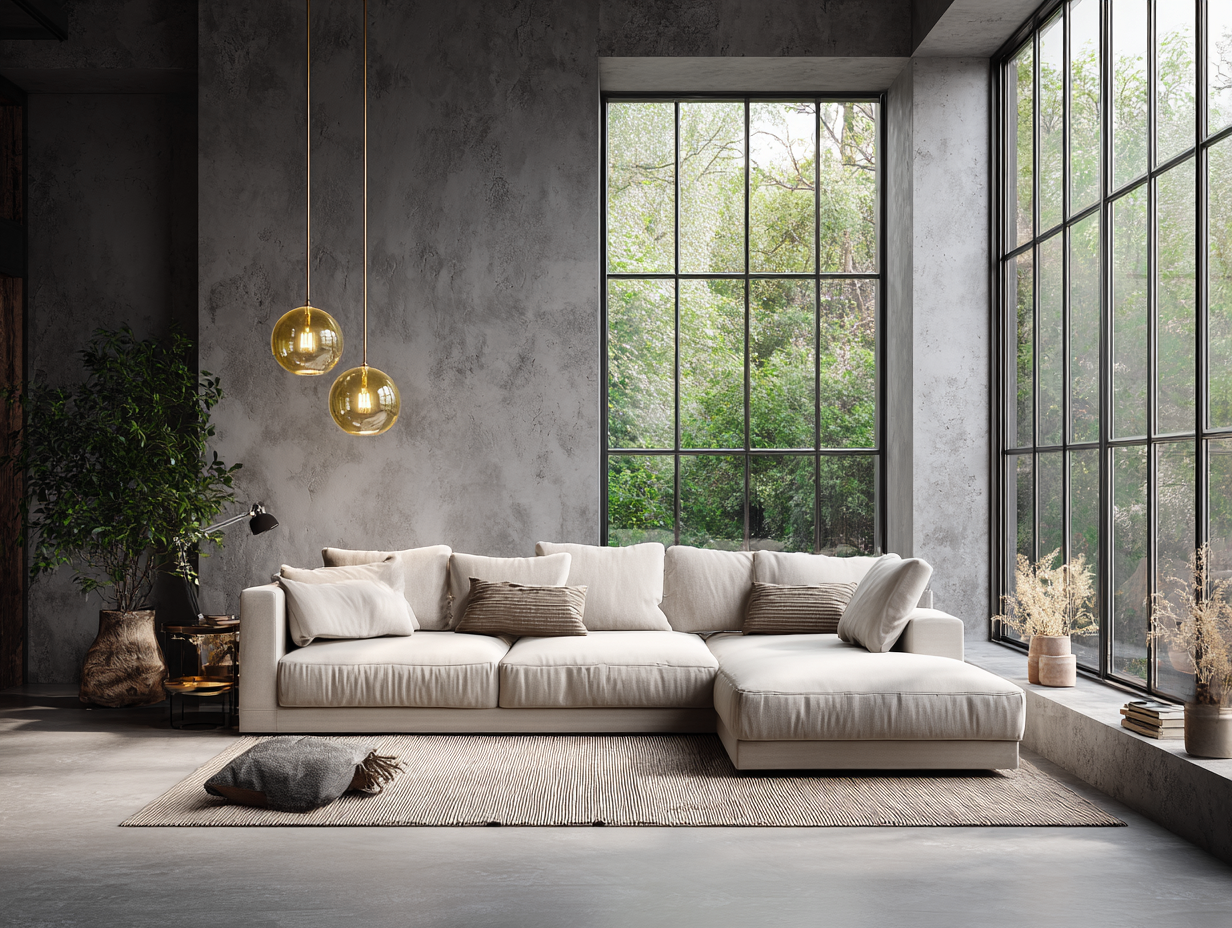 Canapé d'angle - Tissu - 276x184x86 cm - Beige clair - Style contemporain-Cottagomart