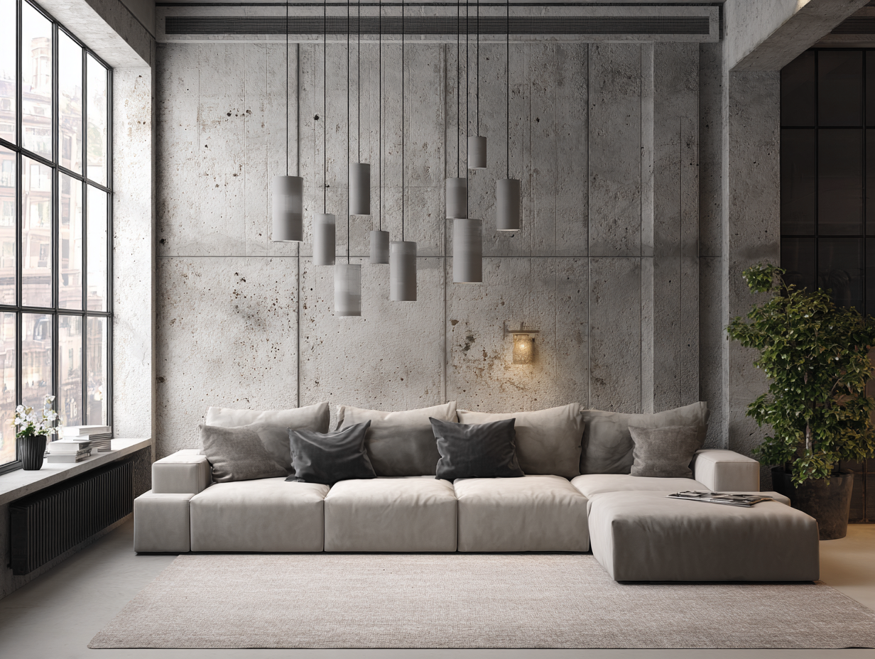 Canapé d'angle - Tissu - 310x185x82 cm - Beige clair-Gris - Style contemporain-Cottagomart