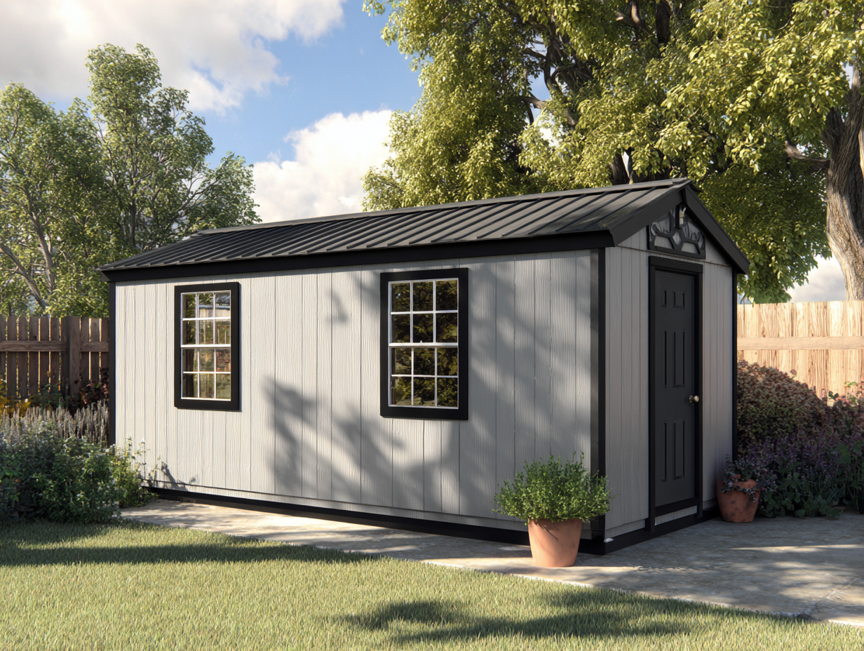 Abri de jardin - Métal - 320x220x260 cm - Gris clair - Style atelier moderne-Cottagomart