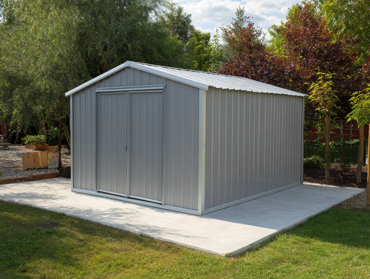 Abri de jardin - Métal - 340x260x225 cm - Gris clair - Style utilitaire contemporain-Cottagomart