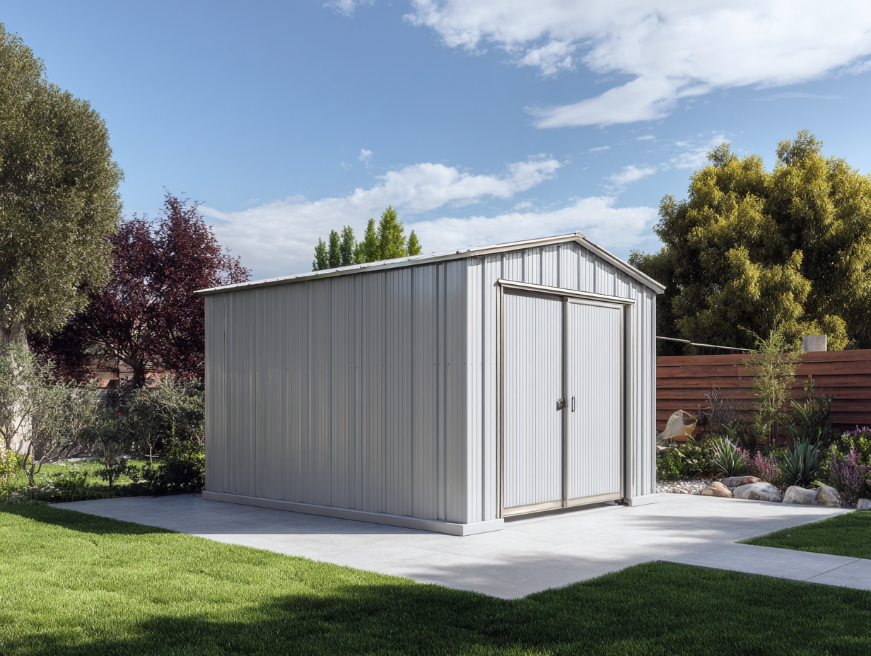 Abri de jardin - Métal - 360x300x230 cm - Gris clair - Style industriel épuré-Cottagomart