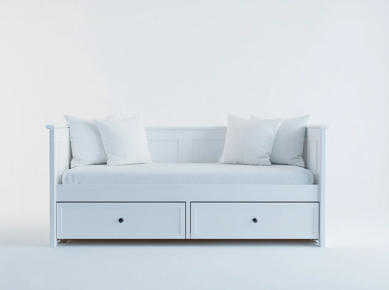 Canapé lit - bois-textile - 205x94x74 cm - blanc - style moderne-Cottaio