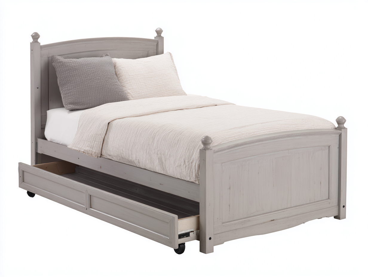 Lit simple-bois massif-190x90x100 cm-Gris clair-Style classique-Cottaio