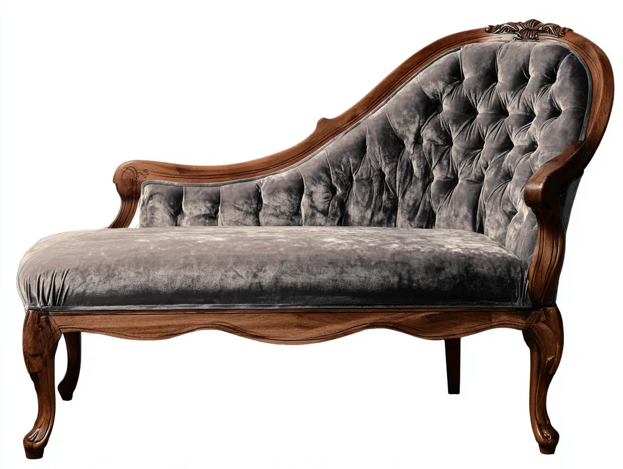 Chaiselongues-Samt-Holz-180x82x90 cm-Grau-Klassischer Stil-Cottanest