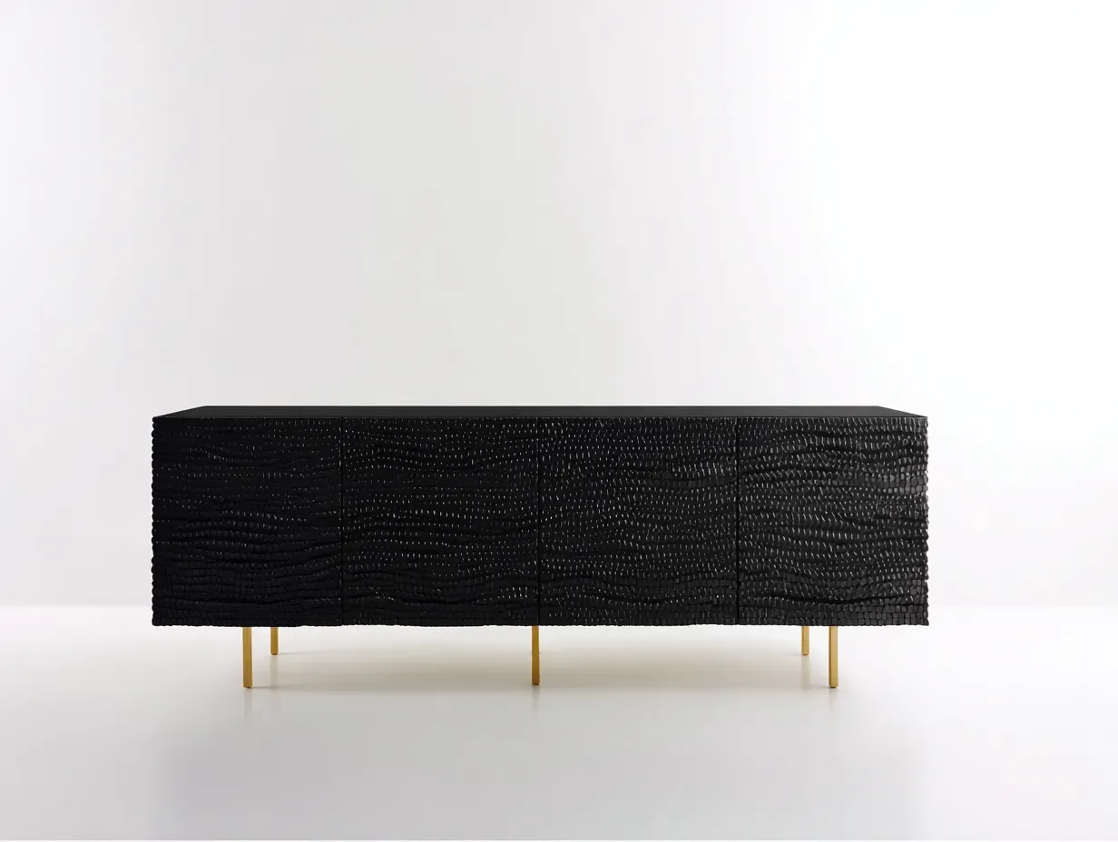 Dielenschränke - Holz-Metall - 192x45x77 cm - Schwarz - Modernes Design-Cottanest