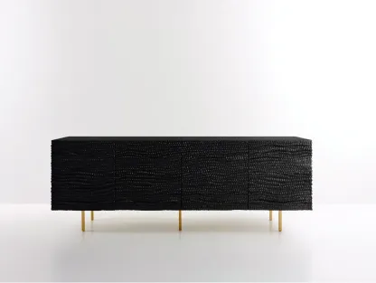 Dielenschränke - Holz-Metall - 192x45x77 cm - Schwarz - Modernes Design-Cottanest