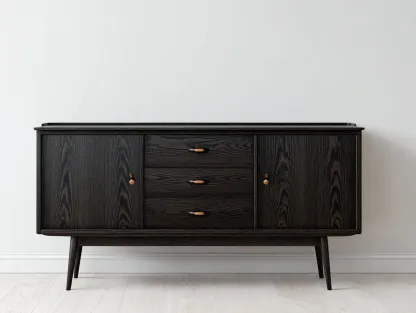 Dielenschränke - Holz - 162x45x78 cm - Schwarz - Modernes Design-Cottanest