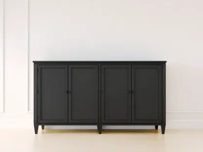 Dielenschränke - Holz - 188x45x78 cm - Schwarz - Modernes Design-Cottanest