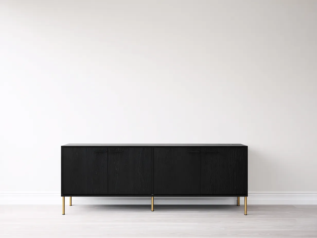 Dielenschränke - Holz-Metall - 164x41x72 cm - Schwarz - Modernes Design-Cottanest