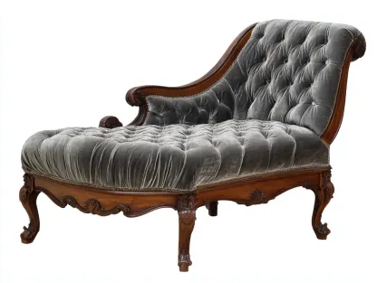 Chaiselongues-Samt-Holz-176x79x88 cm-Grau-Klassischer Stil-Cottanest