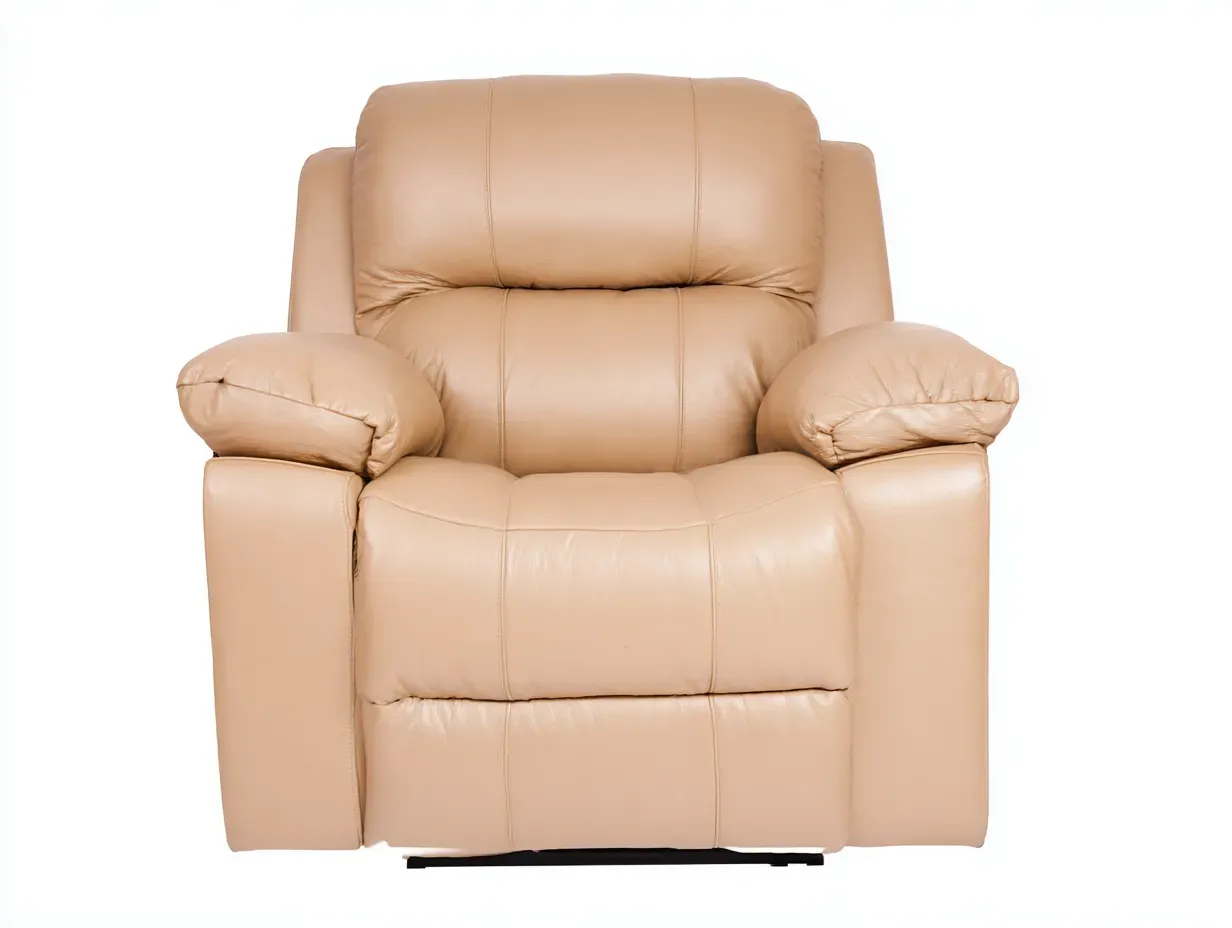 Liegesessel-Leder-Metall-99x98x111 cm-Beige-Komfortabler Stil-Cottanest