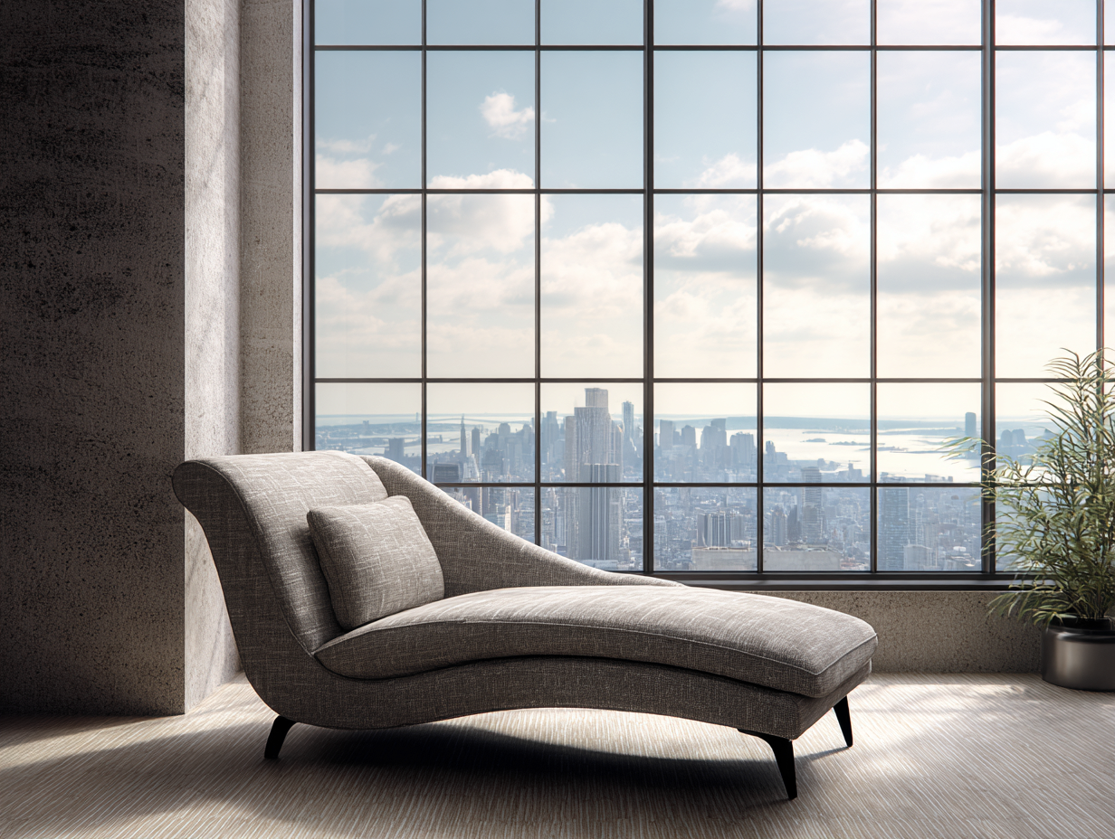 Chaise longue - tissu-métal - 185x80x78 cm - gris clair - style contemporain-Roomupden