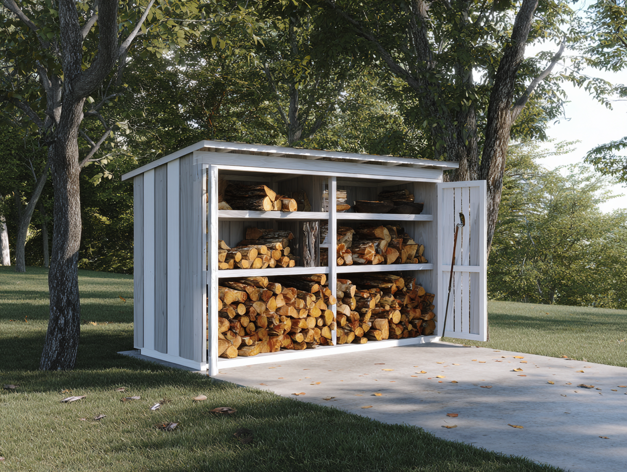 Abri à bûches - bois - 260x90x175 cm - gris clair - style contemporain-Roomupden