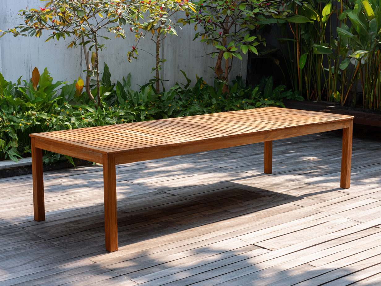 Table de jardin - bois - 260x90x75 cm - marron - style naturel-Roomupden