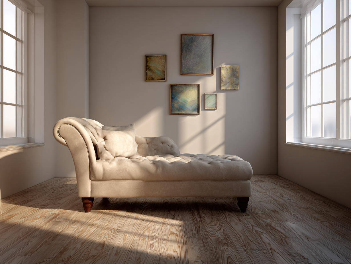 Chaise longue - tissu-bois - 175x82x78 cm - beige - style contemporain-Roomupden