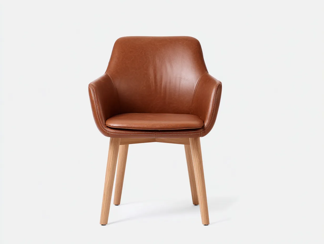 Esszimmerstühle-Leder-Holz-64x58x87 cm-Braun-modernes Design-Bambooupshop