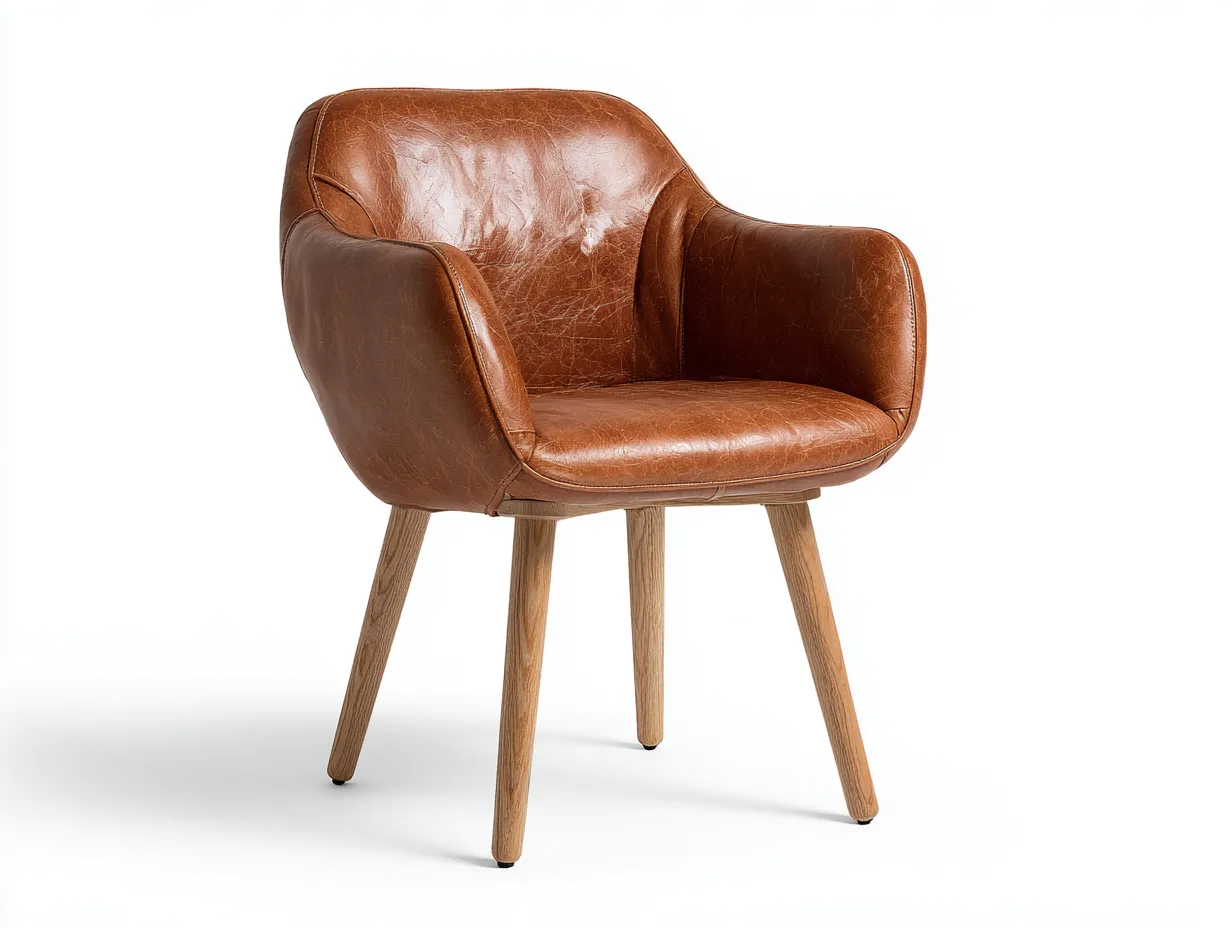 Esszimmerstühle-Leder-Holz-62x57x83 cm-Braun-modernes Design-Bambooupshop