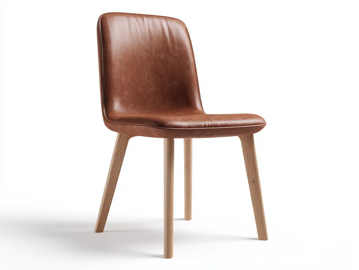 Esszimmerstühle-Leder-Holz-58x52x81 cm-Braun-modernes Design-Bambooupshop