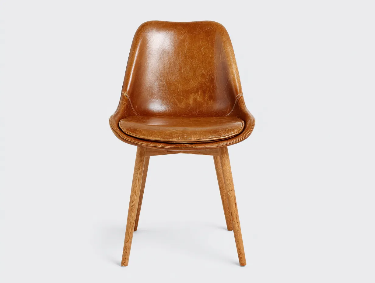 Esszimmerstühle-Leder-Holz-61x55x84 cm-Braun-modernes Design-Bambooupshop