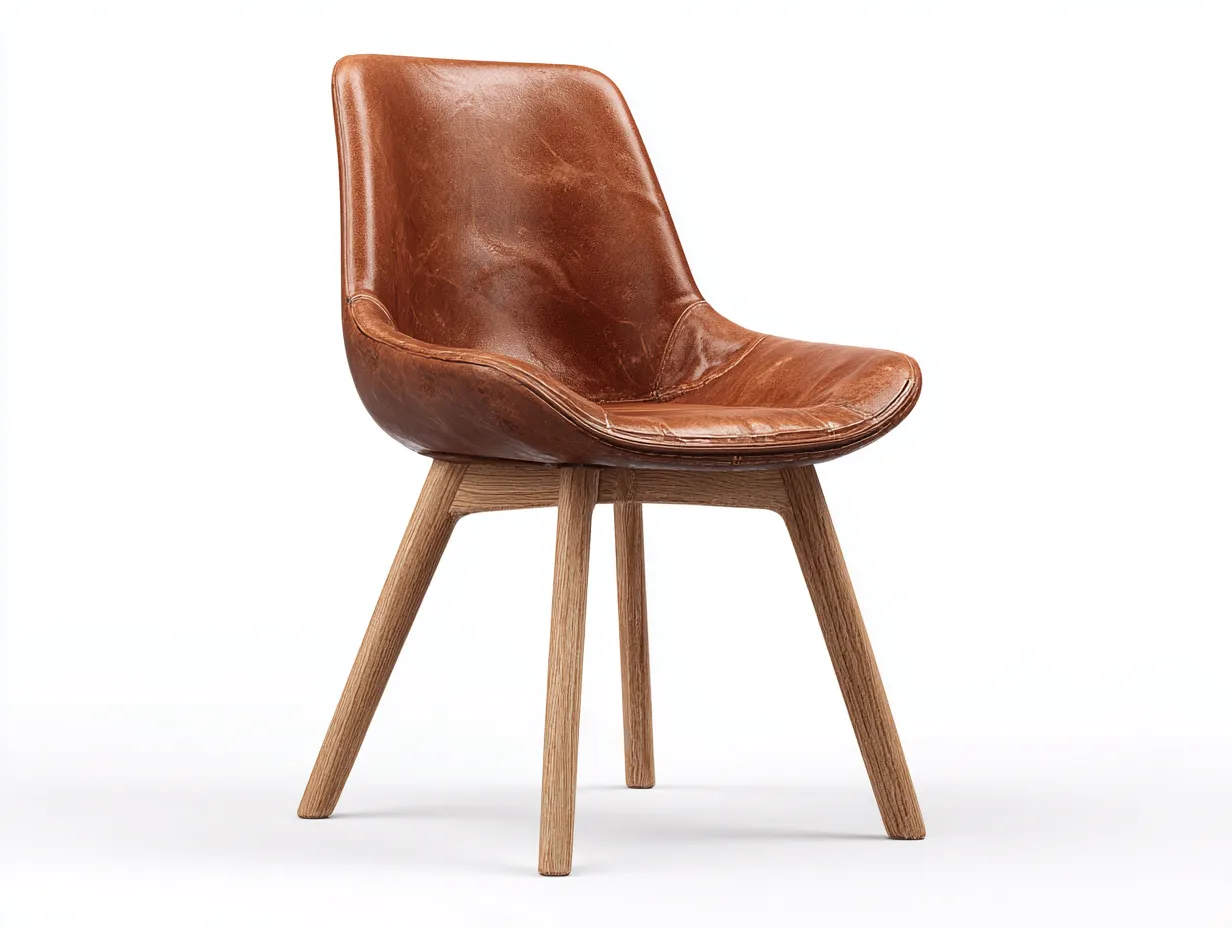 Esszimmerstühle-Leder-Holz-60x54x82 cm-Braun-modernes Design-Bambooupshop