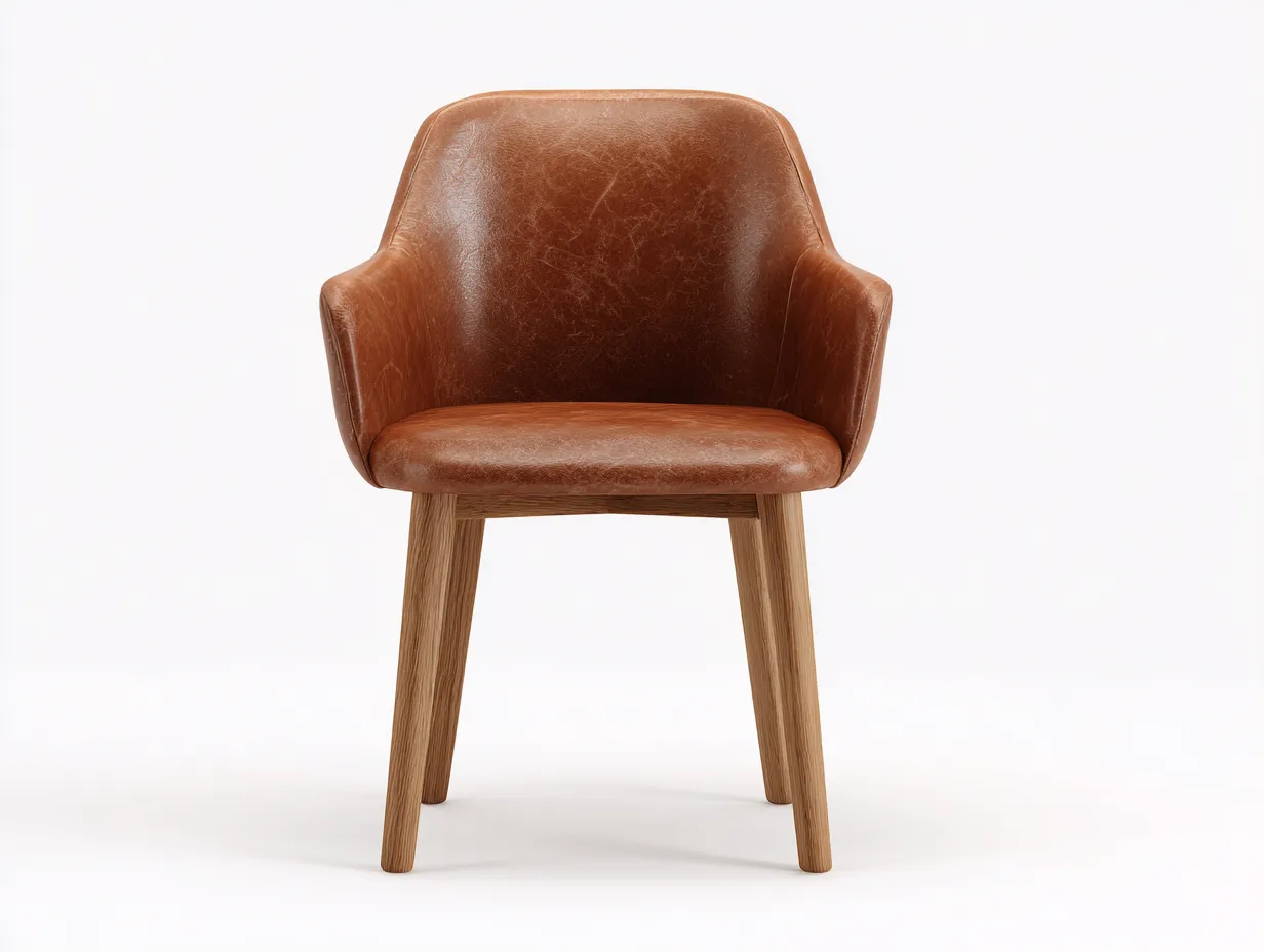 Esszimmerstühle-Leder-Holz-61x56x84 cm-Braun-modernes Design-Bambooupshop