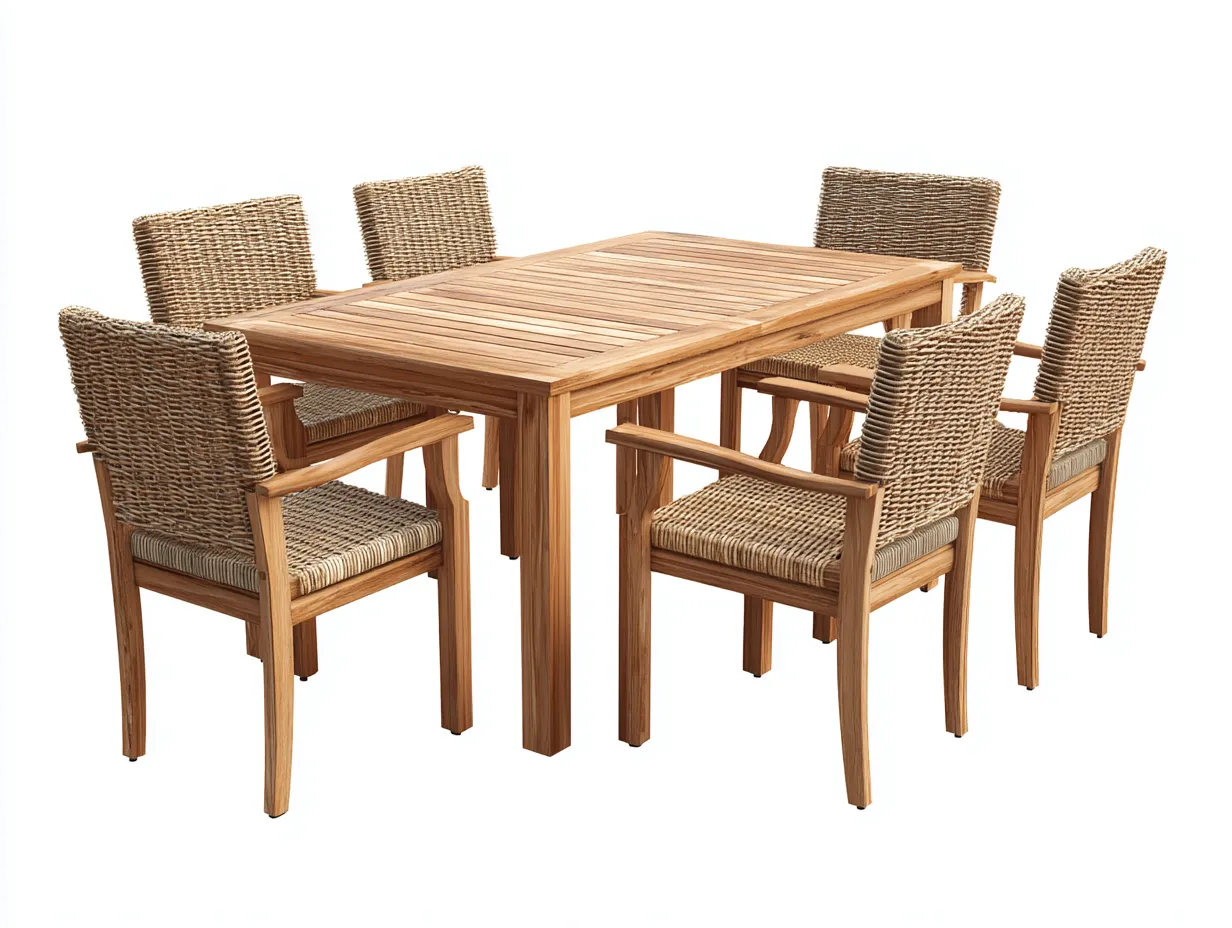Garten Essgruppen-Holz-Geflecht-200x100x75 cm-Naturholz-Natur-Moderner Stil-Bambooupshop