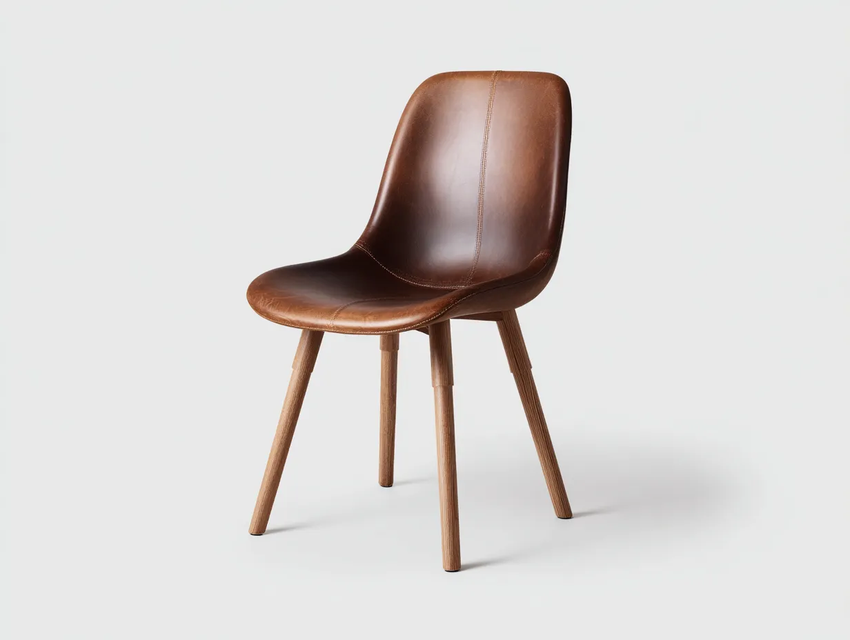 Esszimmerstühle-Leder-Holz-57x51x84 cm-Braun-modernes Design-Bambooupshop