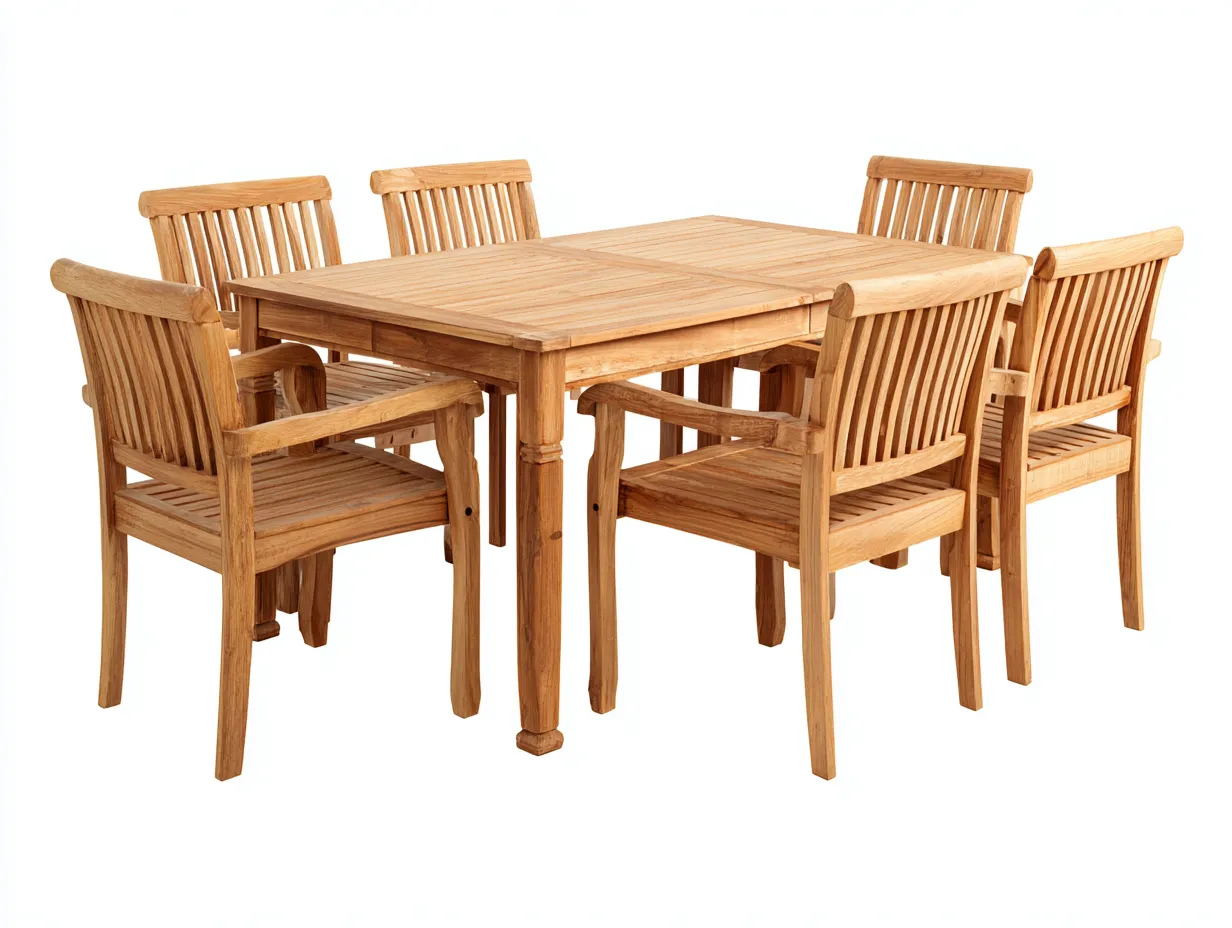 Garten Essgruppen-Holz-205x100x75 cm-Naturholz-Natürlicher Stil-Bambooupshop