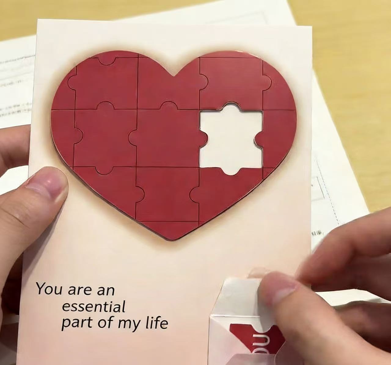 Love Puzzle Voice Recorder Greeting Card with Light - Creative Confession Surprise Valentine's Day Gift for Boyfriend