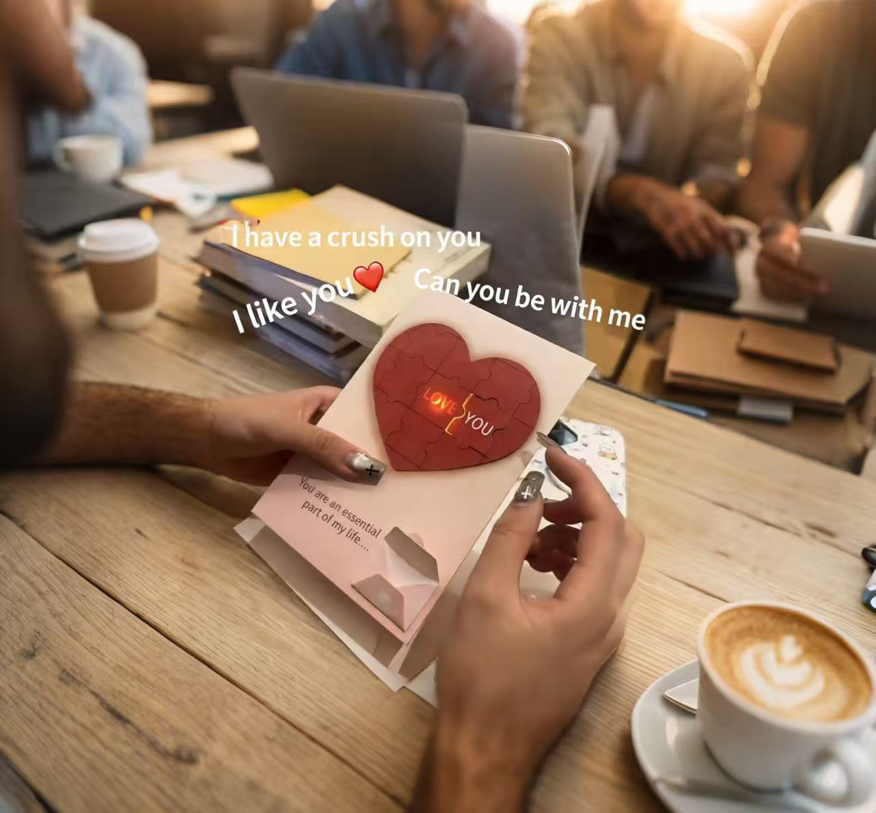 Love Puzzle Voice Recorder Greeting Card with Light - Creative Confession Surprise Valentine's Day Gift for Boyfriend