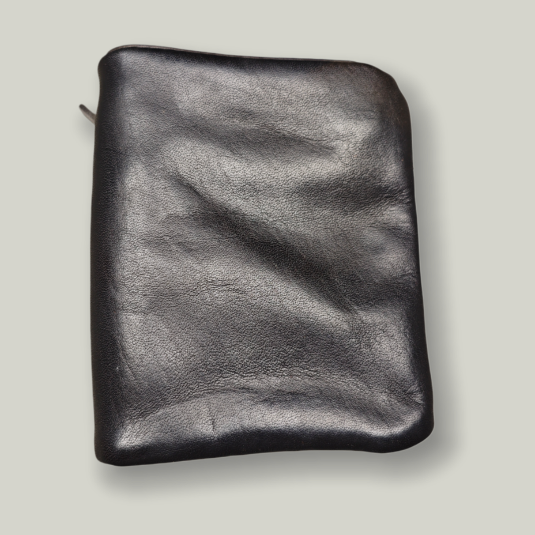 Vintage Soft Top-Grain Leather Bifold Wallet with Zipper