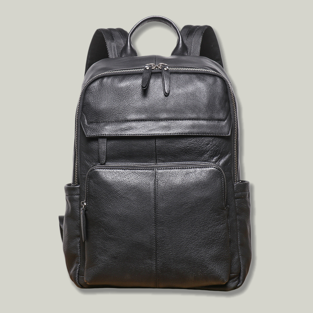 Genuine Leather Men's Backpack - Large Capacity Business Laptop Bag, Multi-Functional Travel Backpack for Work & Adventure-POP CUIR