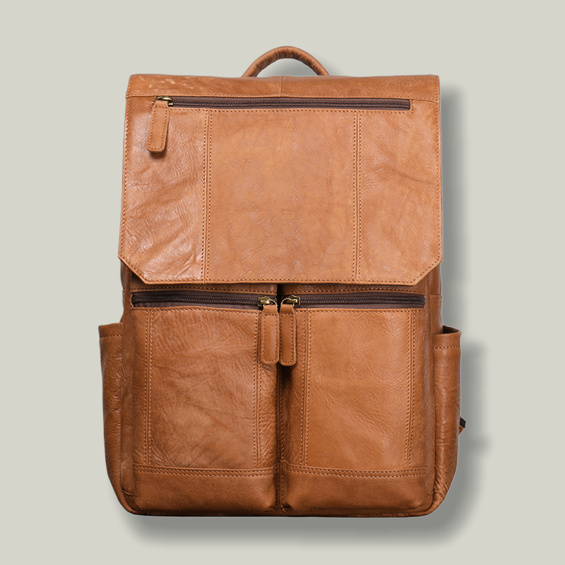 Vintage Top-Grain Leather Laptop Backpack