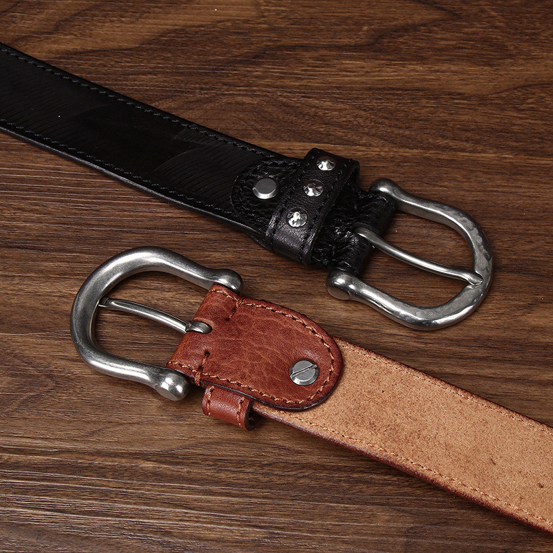 Western Studded Leather Belt — Full-Grain Cowhide, Hand-Set Silver Alloy Studs