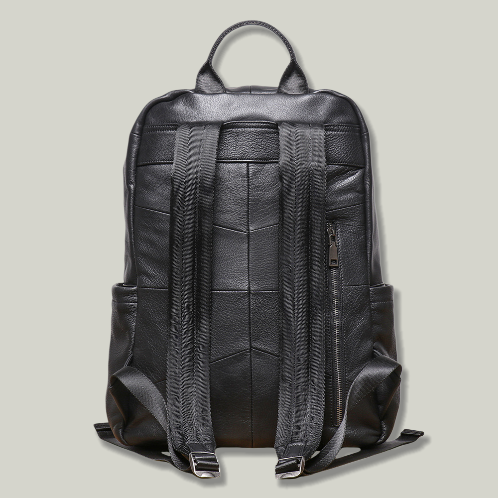 Genuine Leather Men's Backpack - Large Capacity Business Laptop Bag, Multi-Functional Travel Backpack for Work & Adventure-POP CUIR