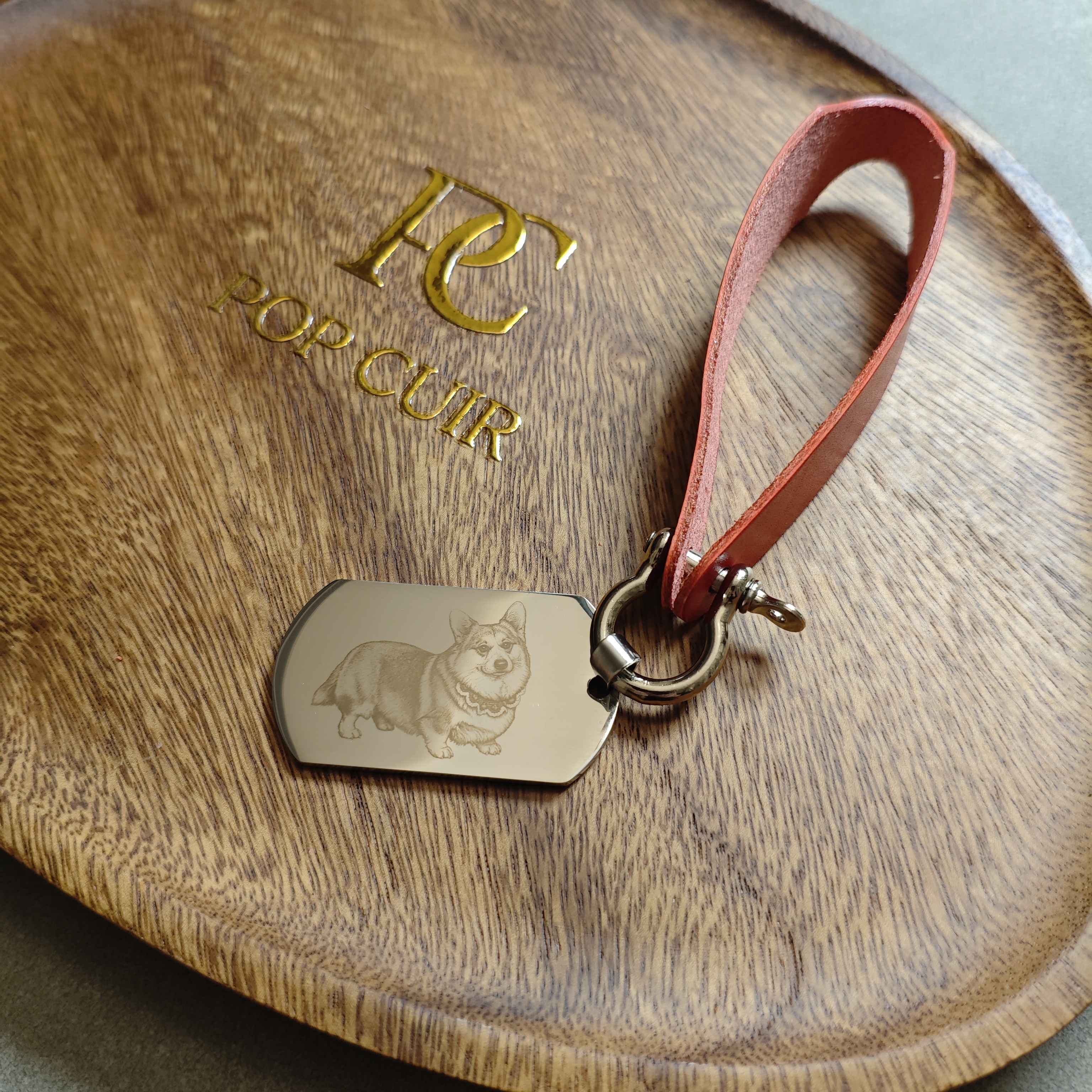 Custom Top-Grain Leather Keychain | Photo Engraved
