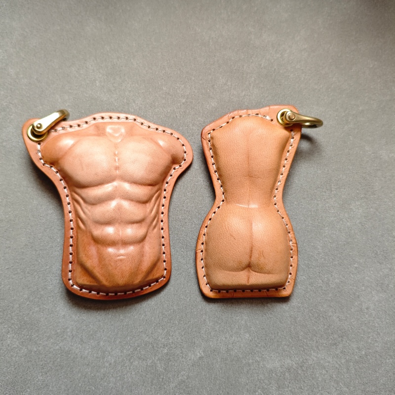 Leather Torso Keychain — Gym Body Charm for Keys & Bags