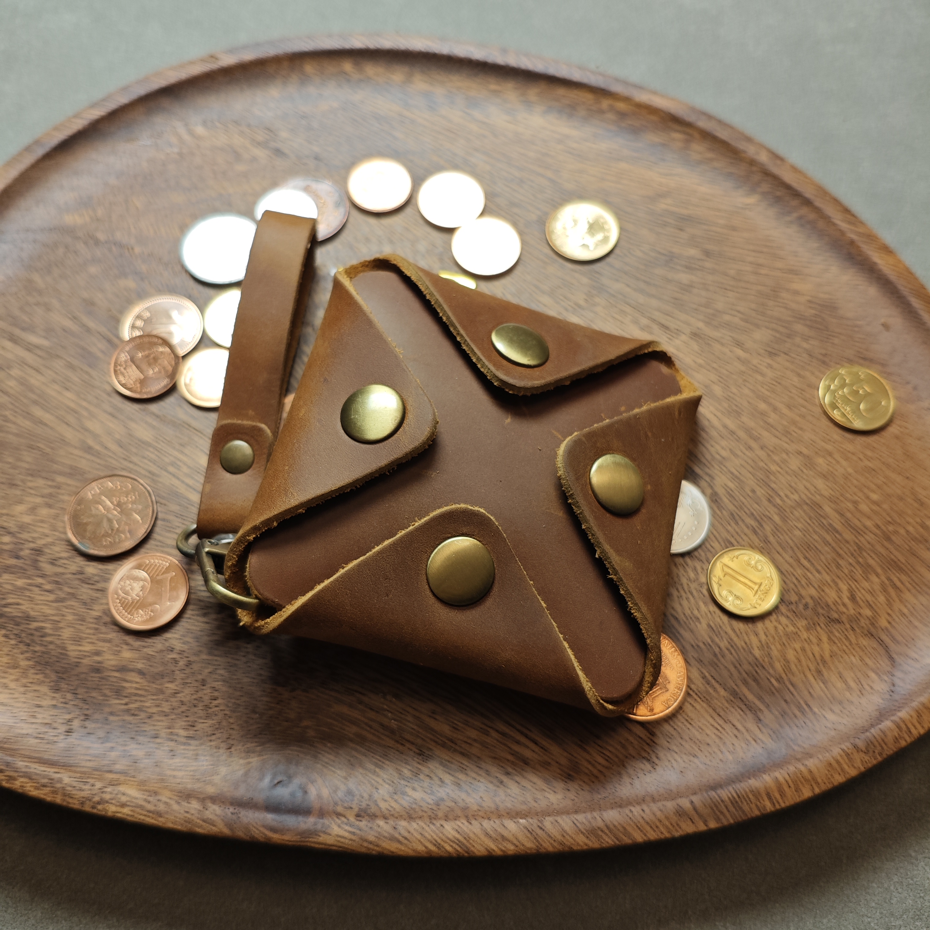 Handmade Crazy Horse Leather Coin Purse | Vintage Minimalist EDC Pouch for Earbuds, Coins & Small Accessories