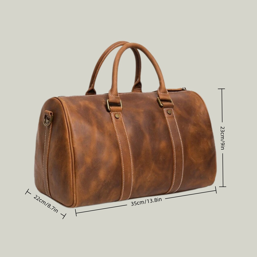 14" Vintage Crazy Horse Leather Overnight Duffel
