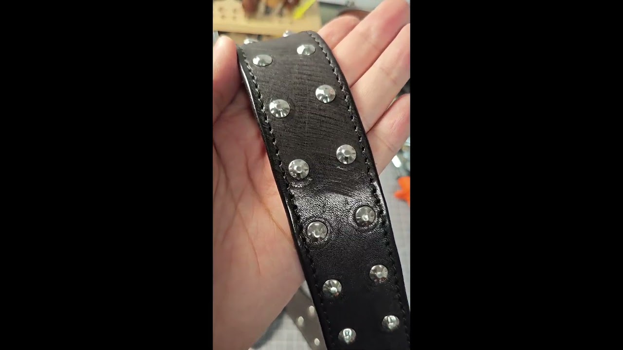 Western Studded Leather Belt — Full-Grain Cowhide, Hand-Set Silver Alloy Studs