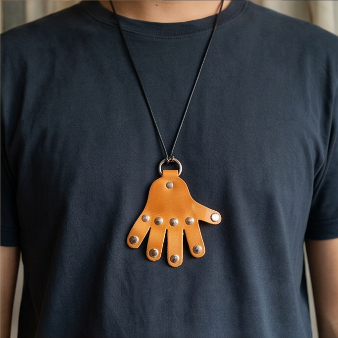 Full Grain Vegetable Tanned Leather Palm Keychain – Hand-Shaped Bag Tag