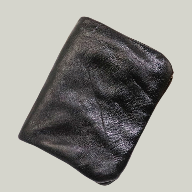 Vintage Soft Top-Grain Leather Bifold Wallet with Zipper