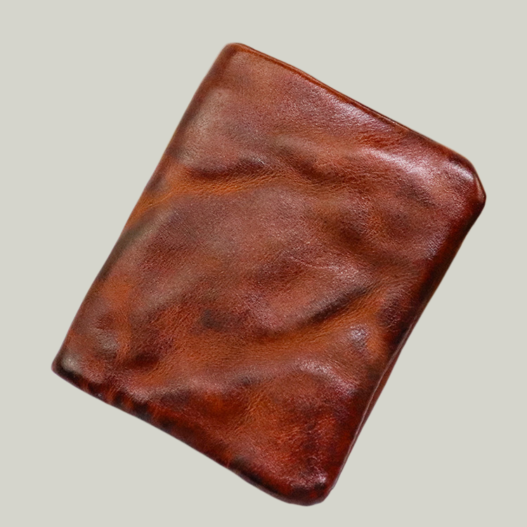 Vintage Soft Top-Grain Leather Bifold Wallet with Zipper