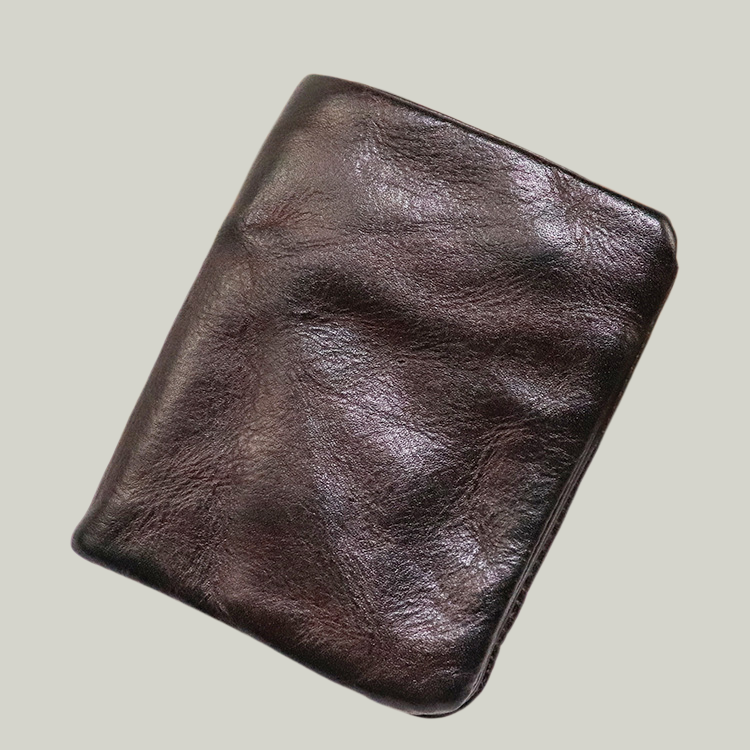 Vintage Soft Top-Grain Leather Bifold Wallet with Zipper