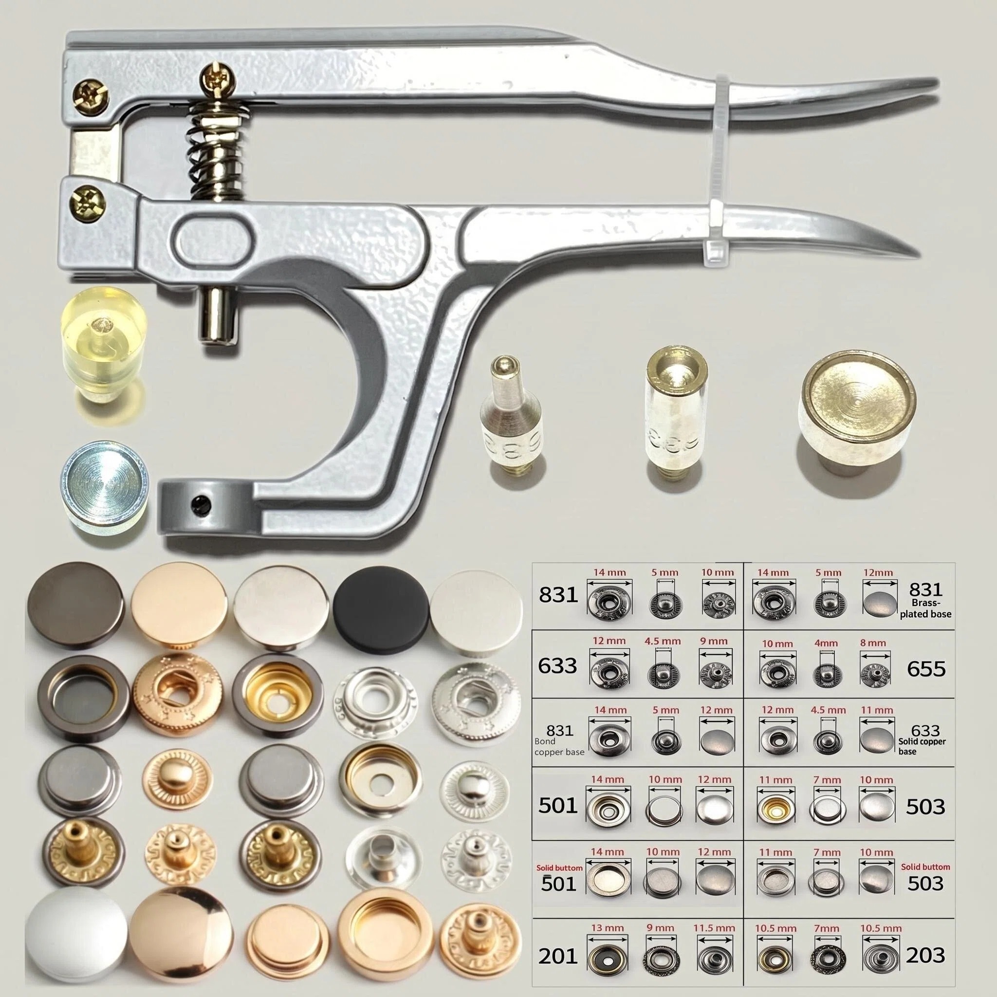 Metal Snap Fastener Press Plier Tool Kit - Multi - Size & Type Snaps, Durable Presser for DIY, Clothing Making, Leather Making Crafts ﻿