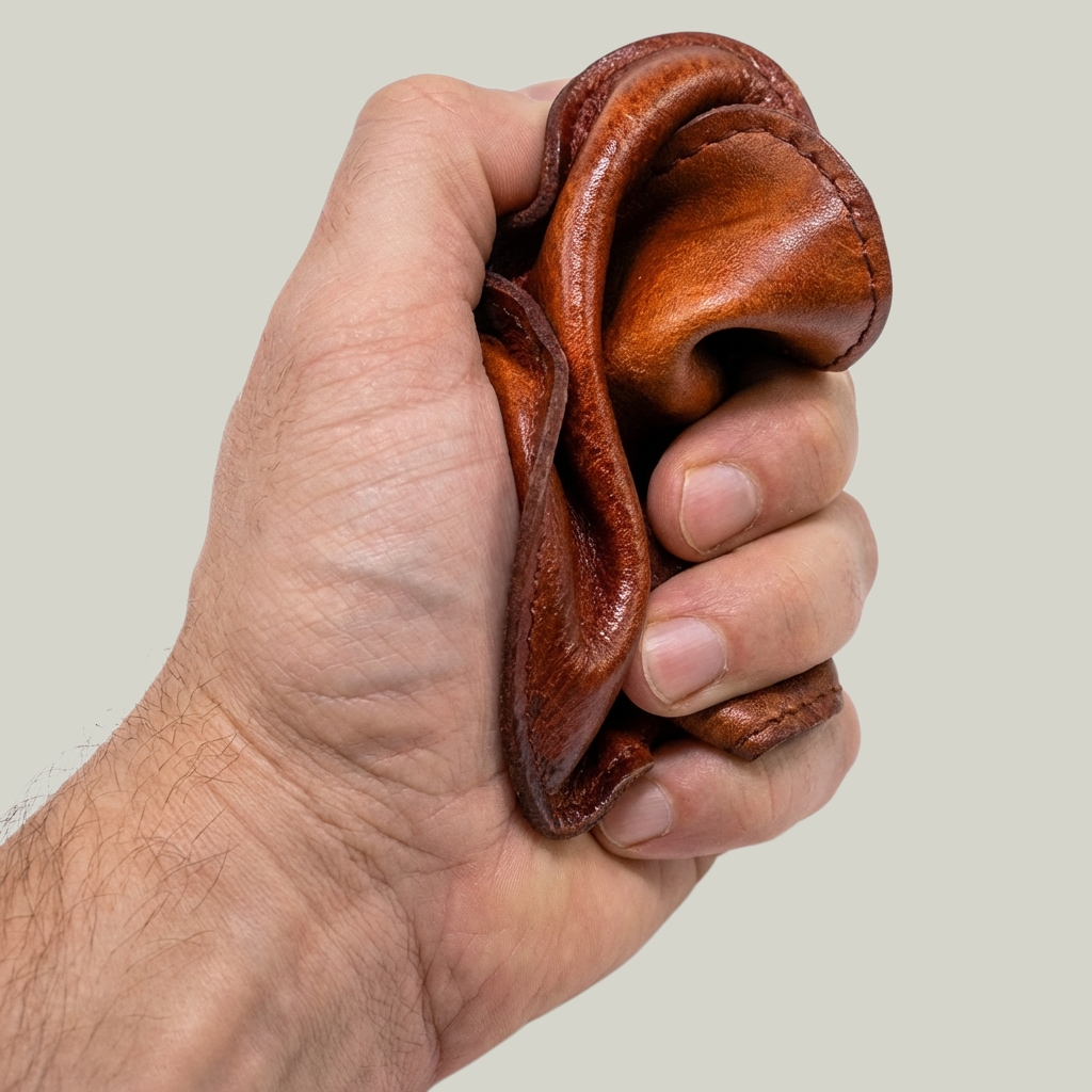 Vintage Soft Top-Grain Leather Bifold Wallet with Zipper