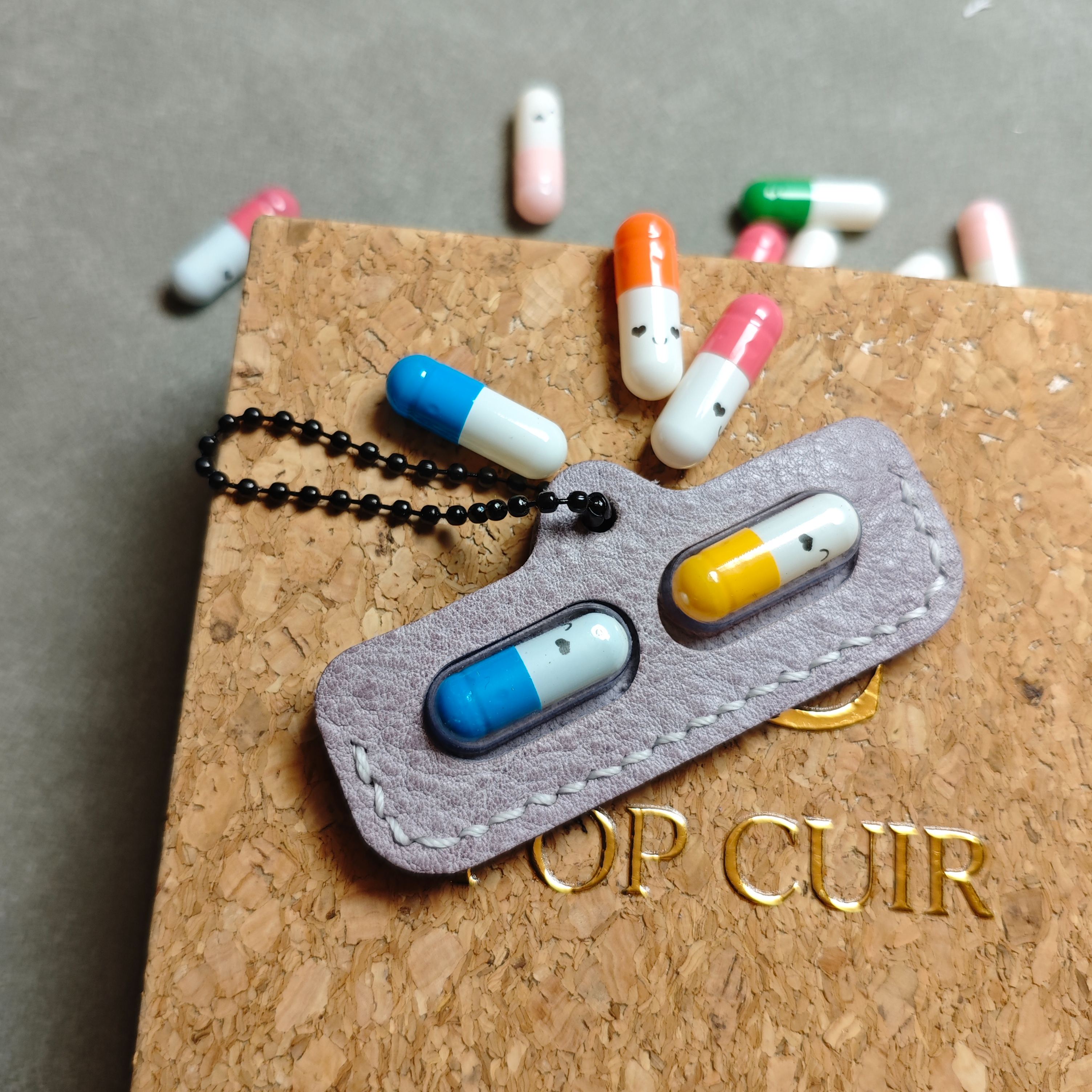 DIY Secret Message Capsule Keychain Kit | Veg-Tan Leather Hand-Stitching Craft Set